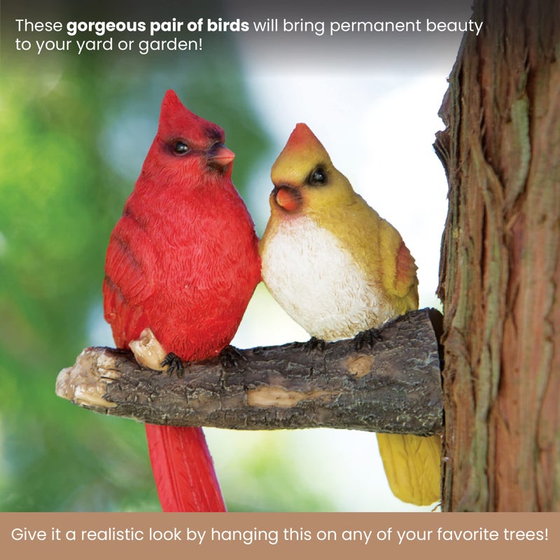 Bits and Pieces - 'Pair of Cardinals' Tree Hugger - Yard Decorations - Whimsical Tree Birds Sculpture - Garden Decoration - Garden Peeker Yard Art - Image 4
